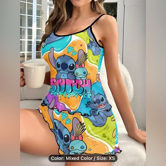 Stitch Tank Top and Shorts pjs  Set XS new - Picture 2 of 6